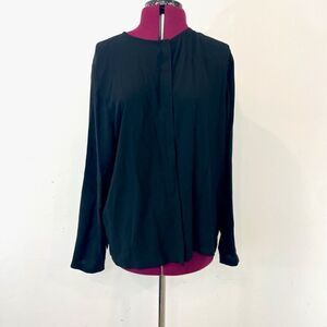 Eilien Fisher Long-Sleeve Marocain Button Up Blouse sz 10P